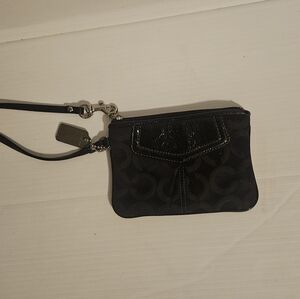 Coach OP Art Wristlet Pouch Wallet Clutch Black